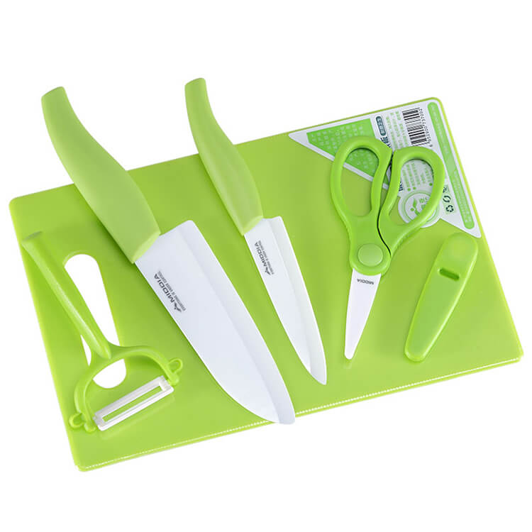 Ceramic Kitchen Knife Set with Knife Block