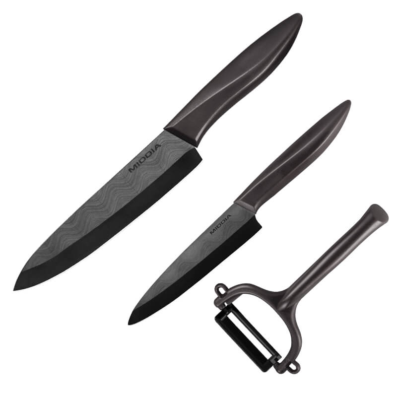 Professional Ceramic Knife Set Black Blade Chef Cooking Kitchen Knives